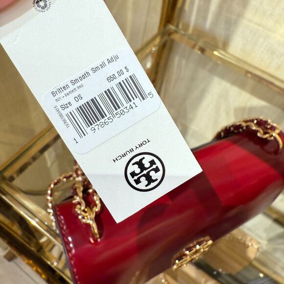 Tory Burch Britten Small Adjustable Shoulder Bag 143936 Bartlett Red $650 - Picture 6 of 7